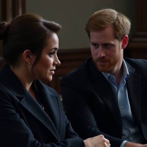 Meghan Markle et le Prince Harry assis ensemble lors d'une interview exclusive, regardant l'interviewer avec attention.